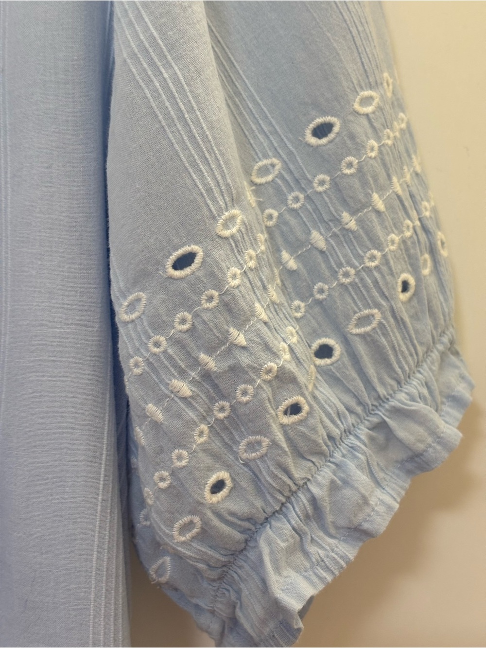 Lucky Brand Pale Blue Button-Front Eyelet Sleeve Blouse - Picture 5 of 7